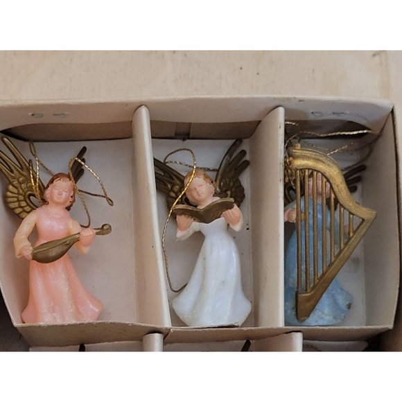 Santa Creation Six Angel Musicians 2 Inches Plastic Ornaments Figures Hong Kong - Picture 2 of 13